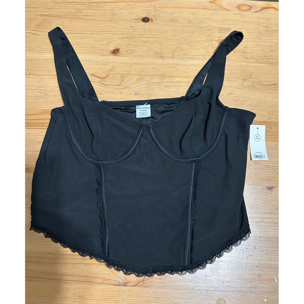 NWT No Boundaries Black Corset Top Lace Trim Fairy Victorian Bustier XL 16-18